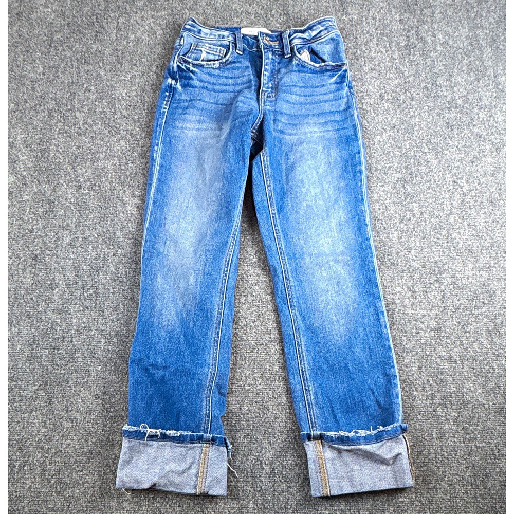 Vervet by Flying Monkey High Rise Straight Leg Jeans Cuffed Raw Hem - Size 24